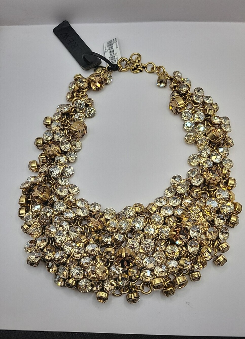 J. Crew Retired Crystal Statment Bib Necklace Champagne Rhinestones NWT. Rare - Picture 2 of 11